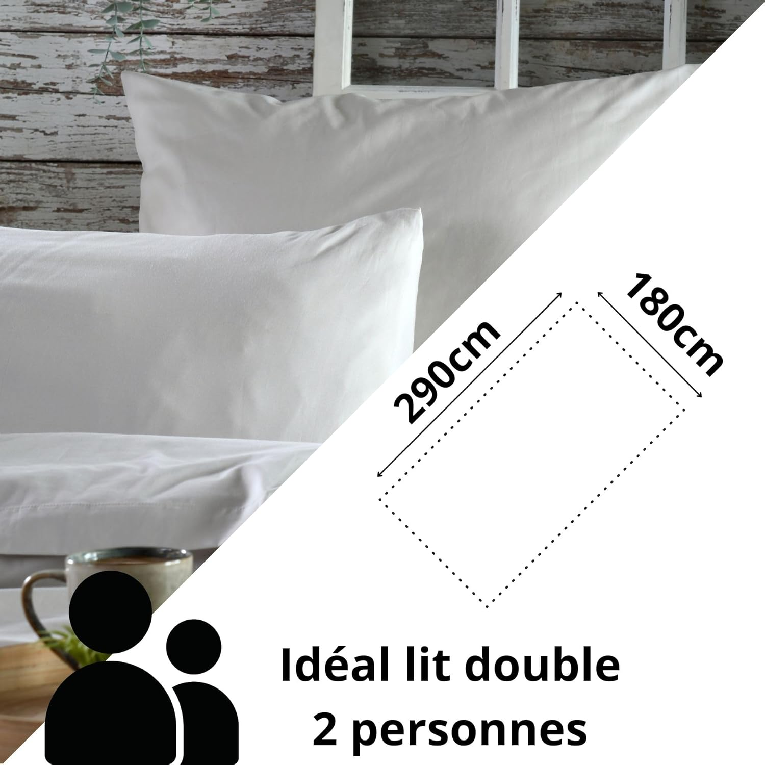 STOF - Flat Sheet - Size 180 X 290 Cm - Quality Cotton Percale - 100% Oeko-Tex Cotton - Linen Colour - Elys&eacute;e Model - Bed Linen for Home - Soft and Comfortable image number 2