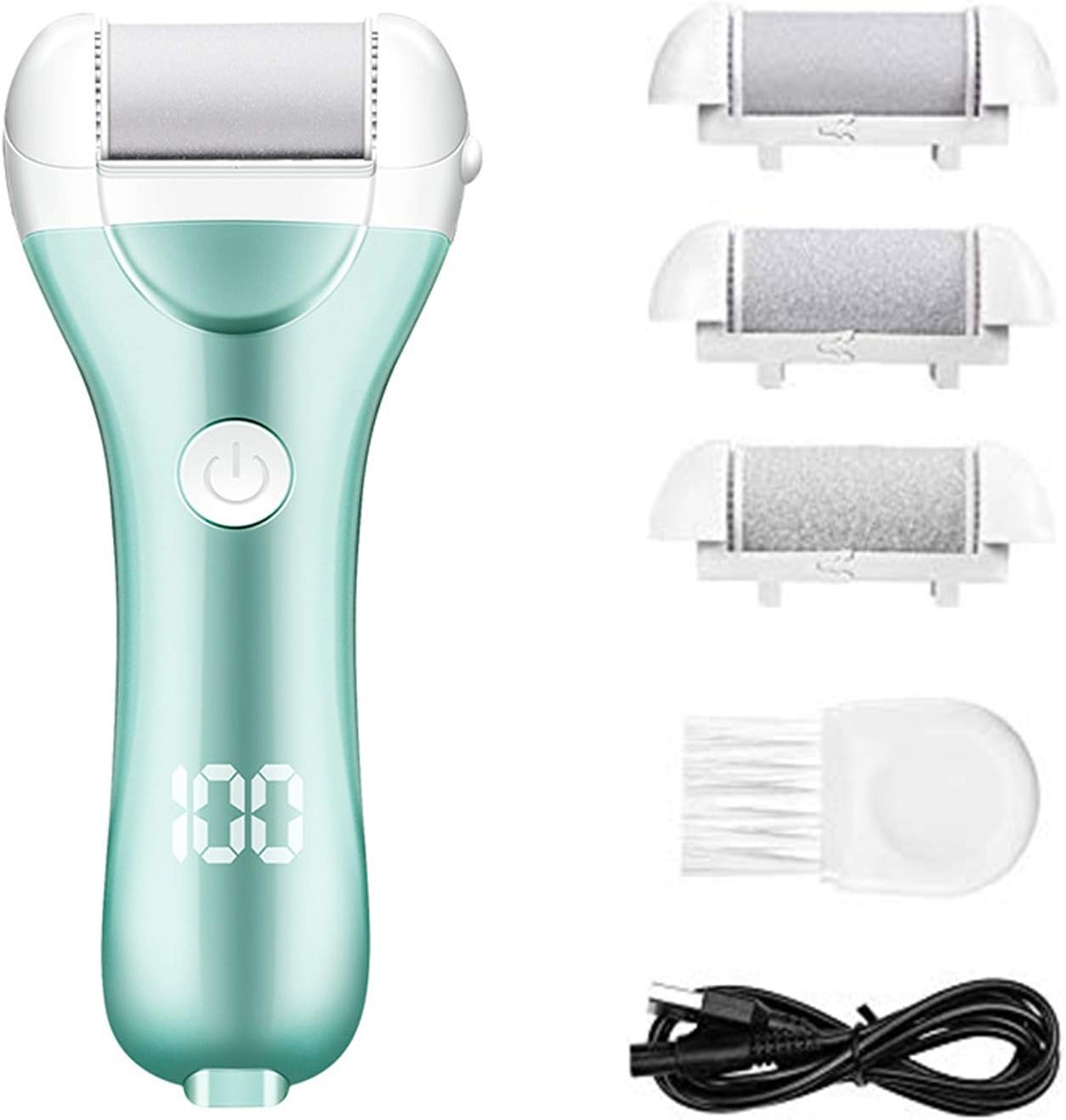 Electric Foot Grinder Callus Remover USB Rechargeable Foot Care Tool with 3 Roller Heads image number 6
