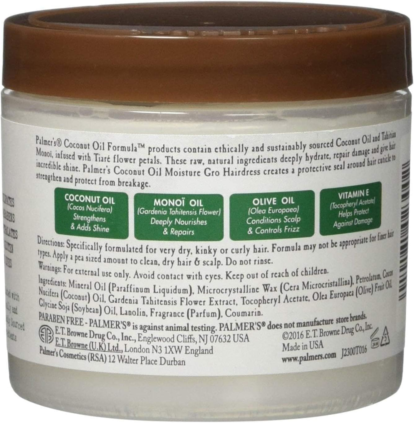 Palmers Coconut Oil Moisture Gro Hairdress Jar 5.25 Ounce (155Ml) (Value Pack of 2)