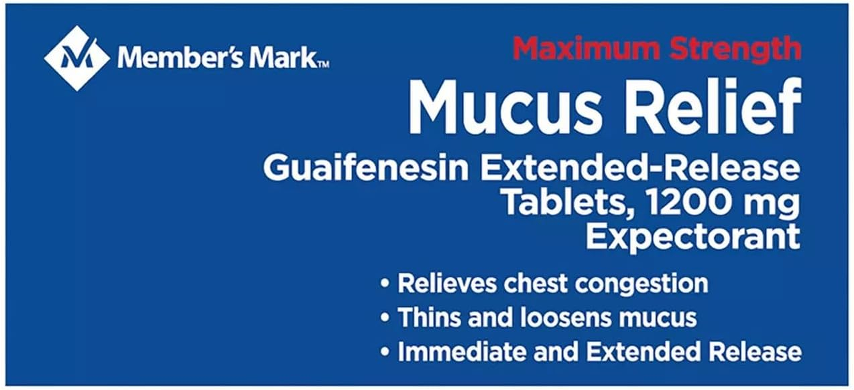 Member'S Mark Mucus Relief Maximum Strength Guaifenesin 1200Mg, 56 Tablets image number 3