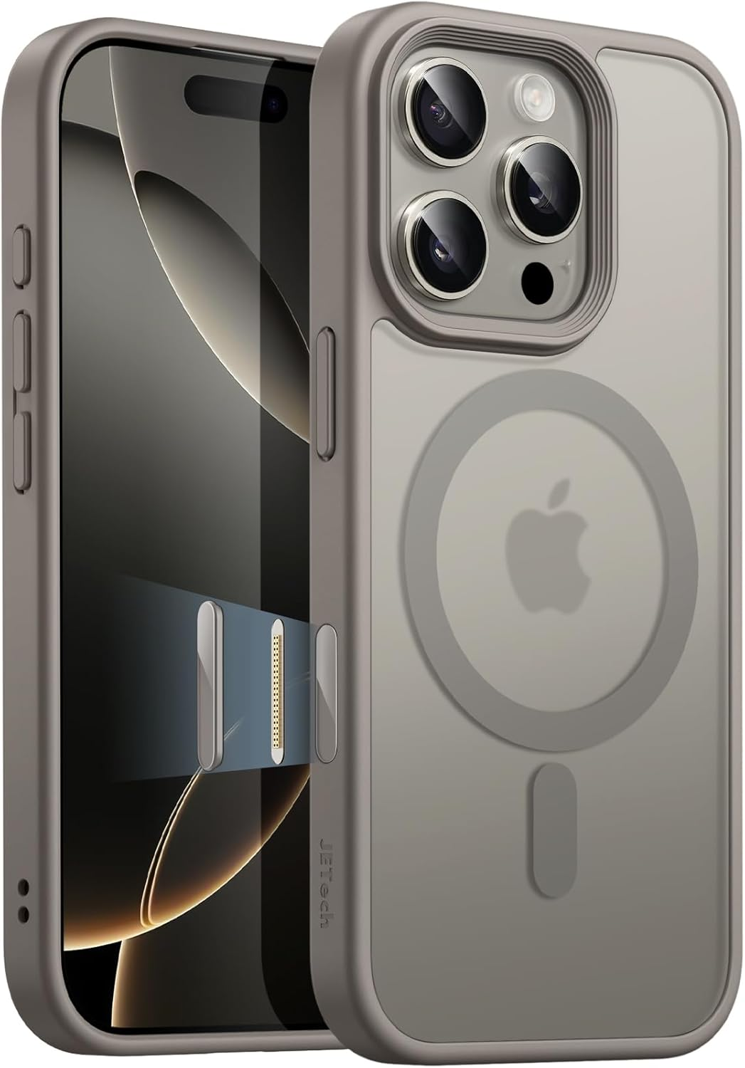Jetech Magnetic Case for Iphone 16 Pro Max 6.9-Inch with Camera Control Capture Button, Compatible with Magsafe, Translucent Matte Back Slim Shockproof Phone Cover (Desert Titanium)