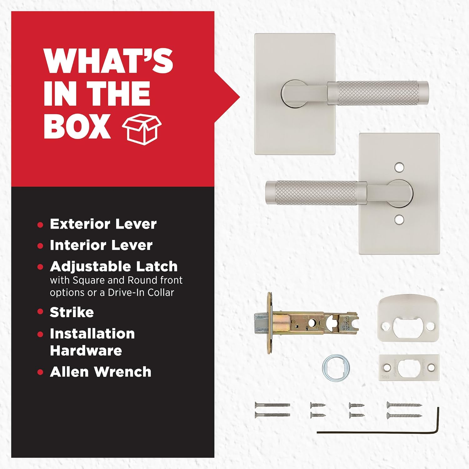 Kwikset Prava Interior Passage Door Knurled Handle, Lever for Closet and Hallway Doors, Reversible Non-Locking Handle Lever, Satin Nickel, with Microban Protection image number 2