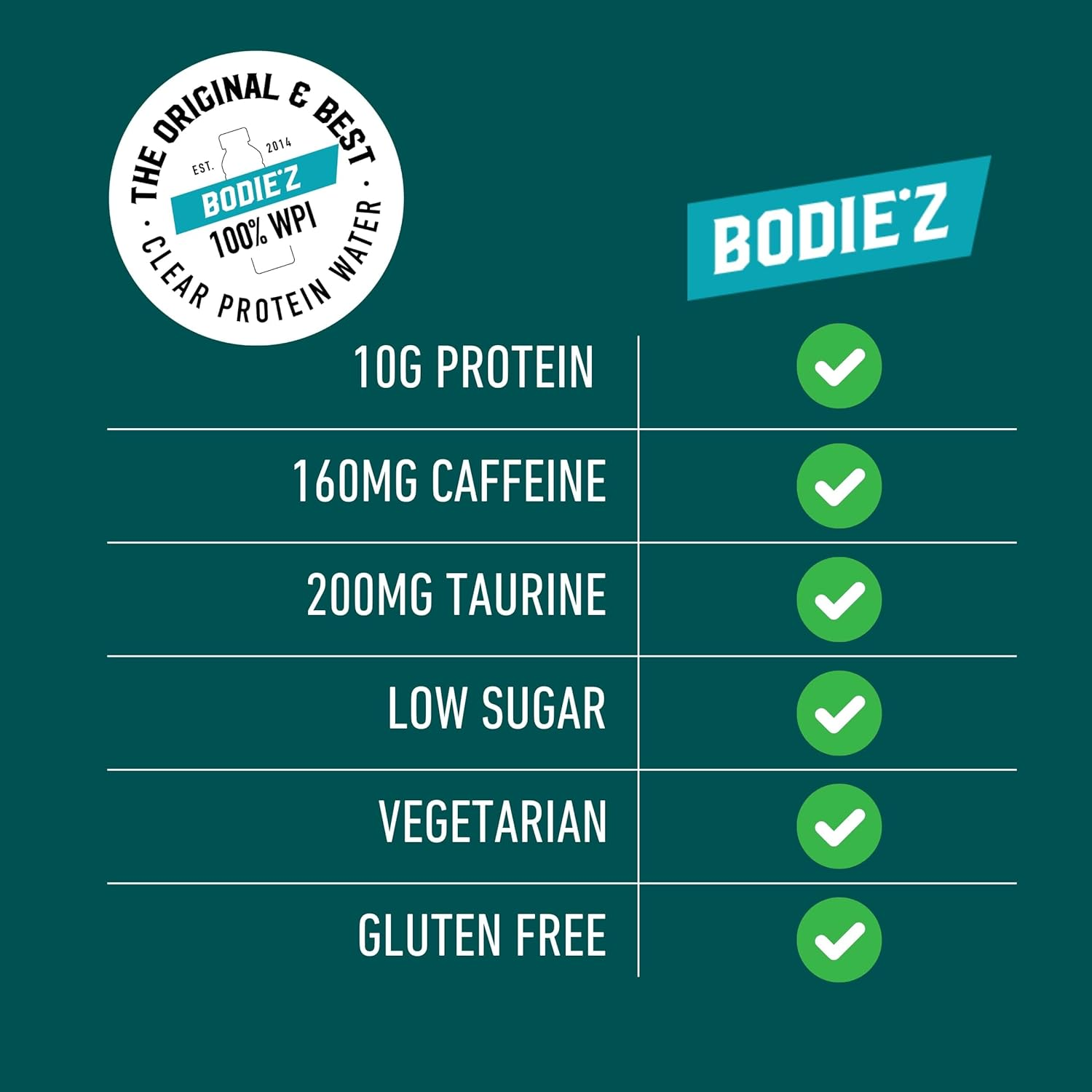 BODIE&rsquo;Z Whey Protein Energy Drink - 10G Protein Powder Water with 200Mg Taurine and 160Mg Caffeine for Focus and Performance, Low Sugar Clear Protein Water, 500Ml Lemon Lime 6 Pack image number 3