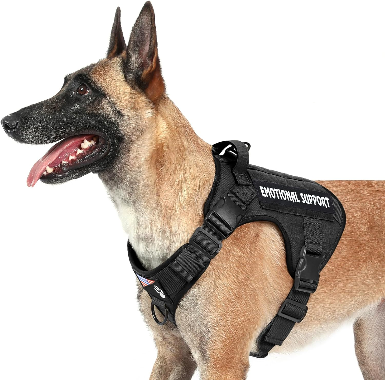 Voopet Tactical Dog Harness - Military Emotional Support Service Dog Vest with Handle & Molle for Medium Large Dogs, Easy Control No Pull ESA Dog Vest with 6 Tags for Working Training image number 2