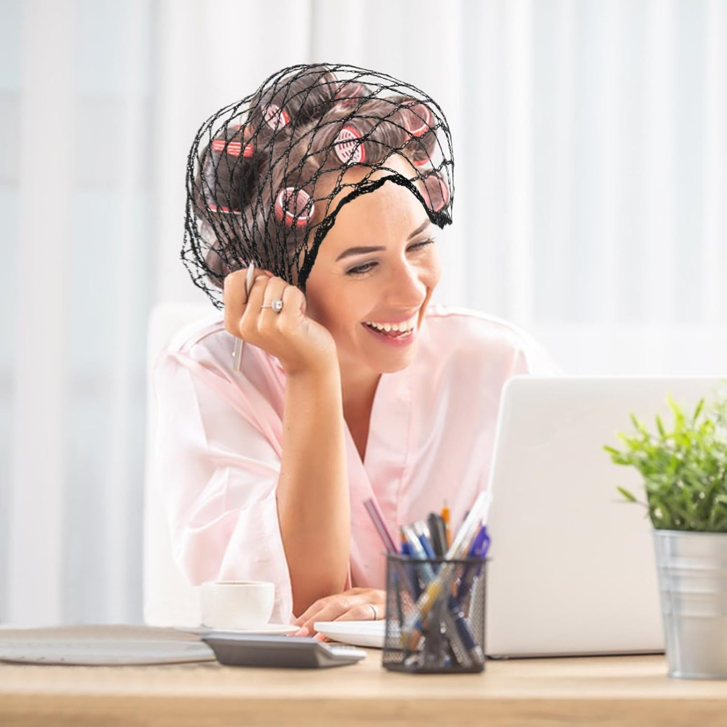 4-Piece Hair Net for Rollers, Triangular Mesh Women'S Hair Net for Salon Styling, Sleep Styling, Fixed Hairstyle,Hair Protection (Approx. 35.5 * 35.5 * 57 Inches)