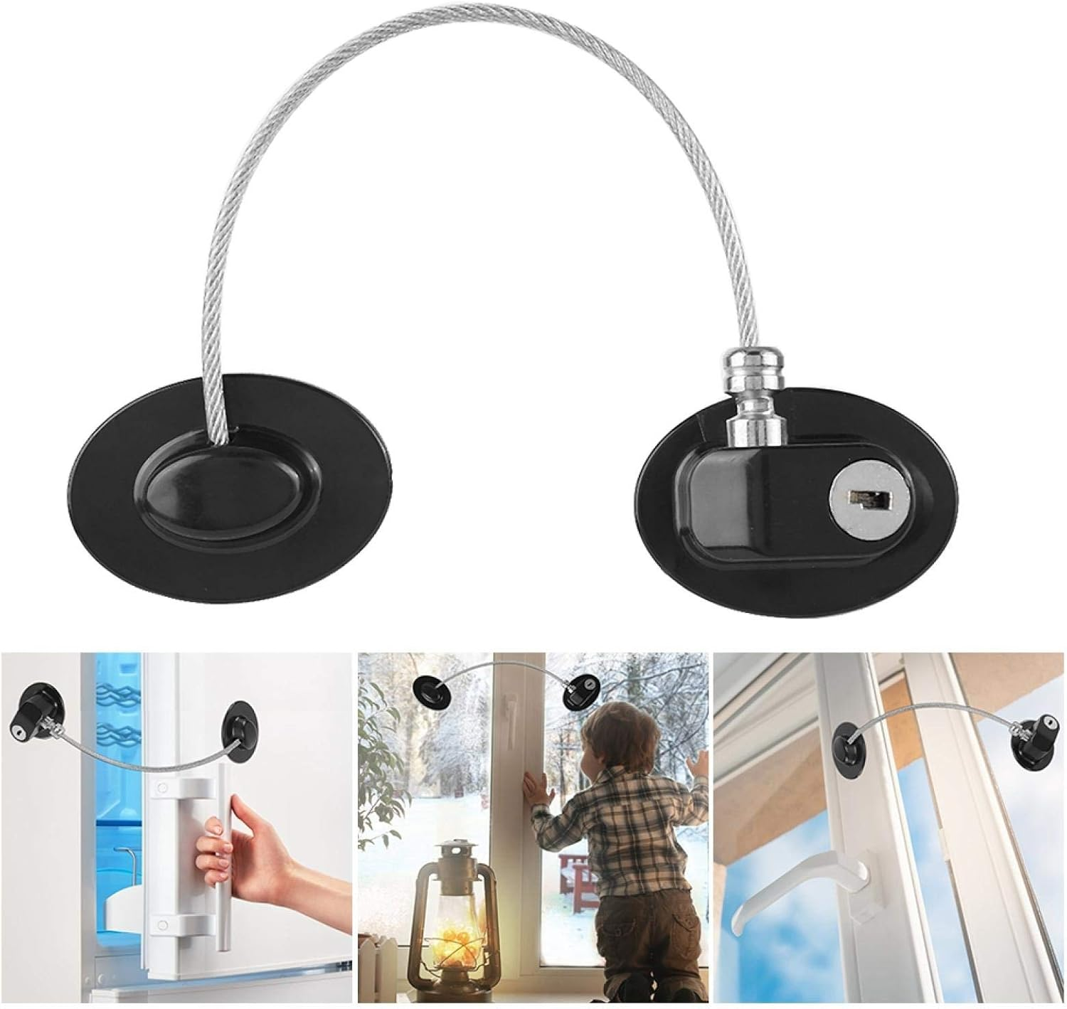 Child Safety Locks, Baby Safety Lock Safety Door Lock, Door Lock Drawers for Fridge Window Cabinets(Black) image number 1