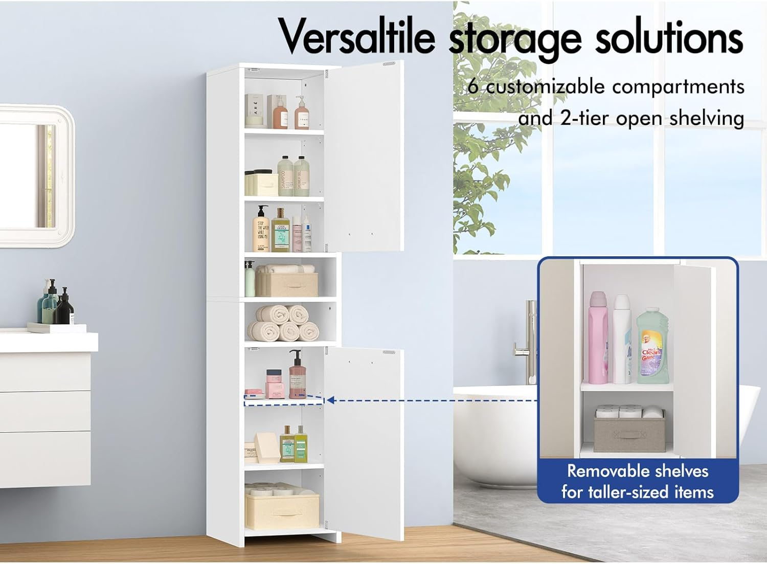 ALFORDSON Tall Chests of Drawers with Handles, Dresser Drawers Hallway Tallboy for Bedroom, Living Room Side Cabinet Standing Storage Cupboard, Indoor Furniture Home Organiser Sideboard, White Colour image number 4