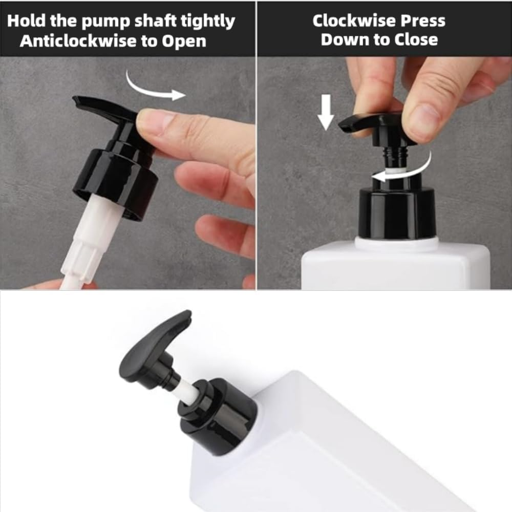 Jindizi Reusable Soap Dispenser, Plastic Lotion Dispenser, 3Pcs Refillable Shampoo Bottles with Labels, Shower Container for Body Soap Shampoo Conditioner 16.9Oz/500Ml