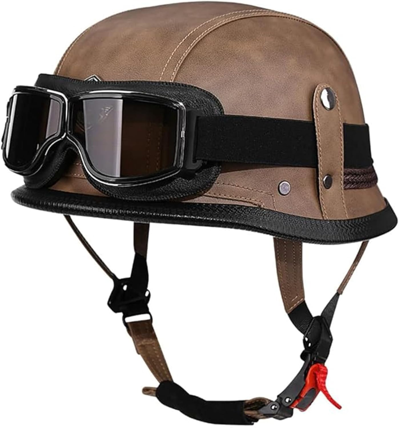 Half-Hel-Met Hel-Mets, Semi-Covered Motorcycle Hel-Met, Open Face Hel-Met, Retro Style Motorcycle Approved ECE 22.06 High-Strength ABS + Anti-Shock EPS image number 3