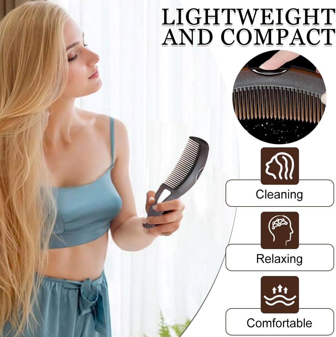 2 Piece Hollow Tooth Comb for Dandruff, Energy Massage Comb, Clean Hair, Comfortable Scalp with Scratching Handle, Scalp Care Comb for Men and Women, Suitable for Outdoor Athletes and Travelers image number 2