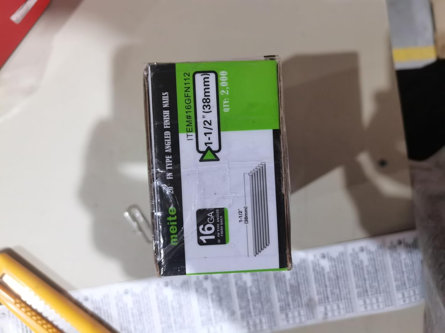 Meite 16 Gauge Angled Finish Nails, 38 Mm 20 Degree Galvanized Finishing Nails for Electric or Pneumatic Nailer Guns - Perfect for Window Trim, Cabinet Building and Other DIY Projects (2,000 Counts) image number 3