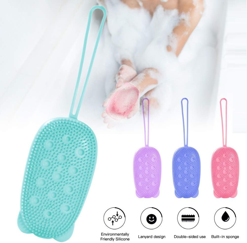 Aariv International Aariv Silicone Double Side Body Bath Bubble Scrubber with Soft Rubbing Massage Deep Cleaning Skin Shower Brushes Pad (Multicolor) - 1 PCS image number 2