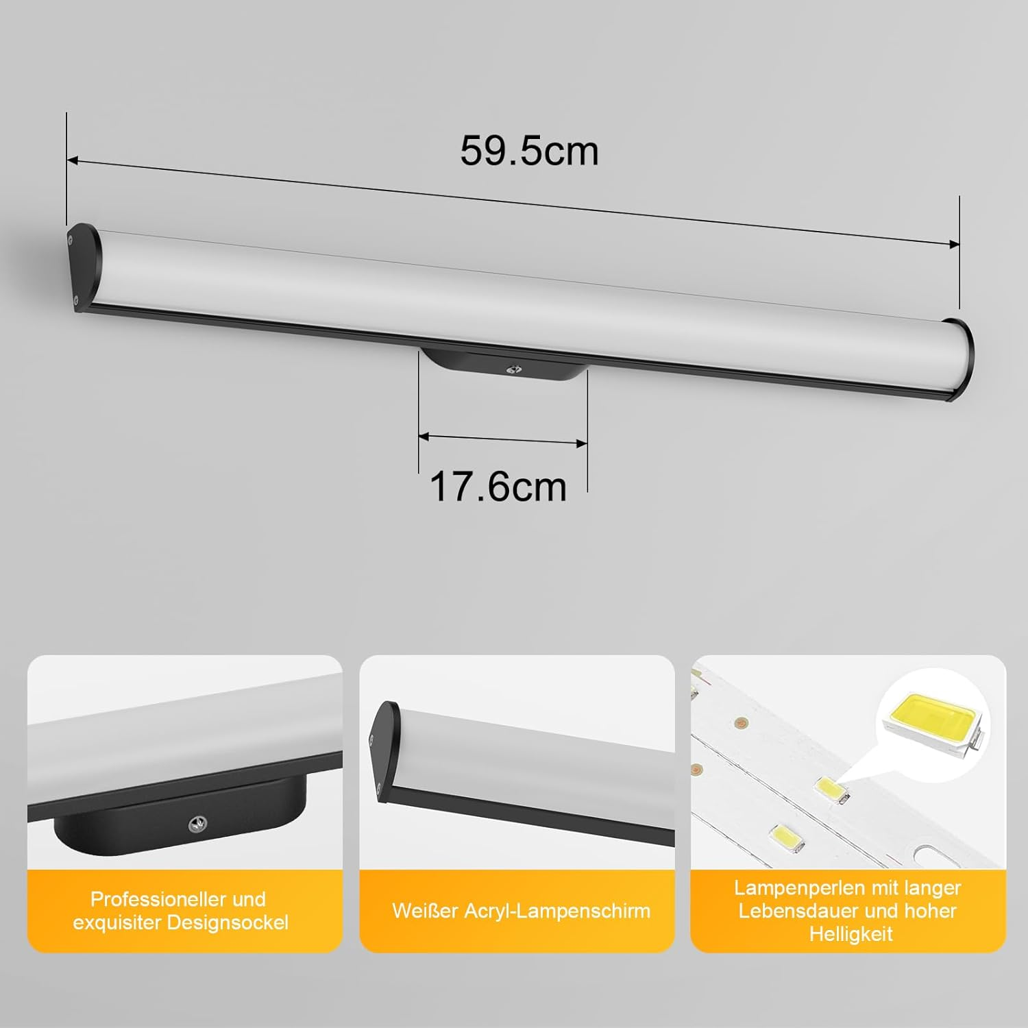 OOWOLF 12 W 31.5 Cm Bathroom Lamp for Mirror &ndash; 4000 K LED Lighting IP44 Wall over the Mirror for Vanity/Wardrobe image number 6