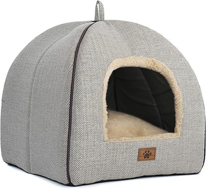 WINDRACING Cat Bed for Indoor Cats - Cat House Tent with Removable Washable Cushioned Pillow, Soft and Self Warming Kitten Beds & Furniture, Pet Bed