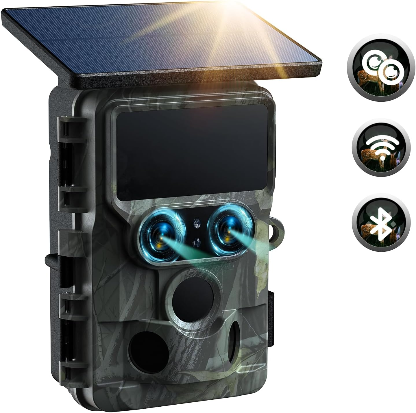 VOOPEAK Solar Trail Cameras 60MP 4K Dual Lens, Wifi Bluetooth Hunting Game Camera with Starlight Night Vision,Motion Activated IP66 Waterproof Camera Chasse for Wildlife Monitoring image number 2