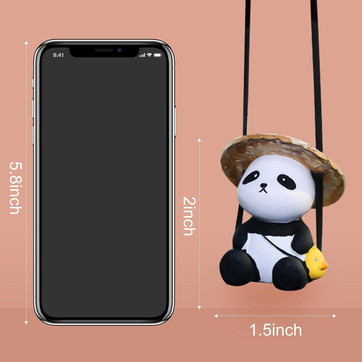 Juxtapiq Funny Swinging Panda Car Hanging Ornament, Car Interior Accessory, Rearview Mirror Decoration, General Use/Gift image number 2