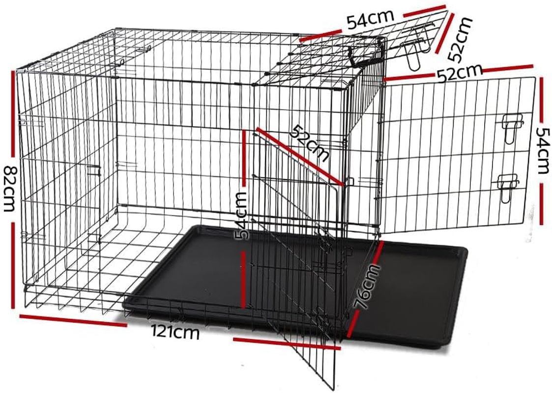 I.Pet Dog Crate Cage 48" Pet Kennel Crates Puppy Cat Fence House Outdoor Indoor Portable Carrier, Metal Wire with Triple Doors Lockable Foldable with Removable Tray and Handle - 36 Inch image number 2