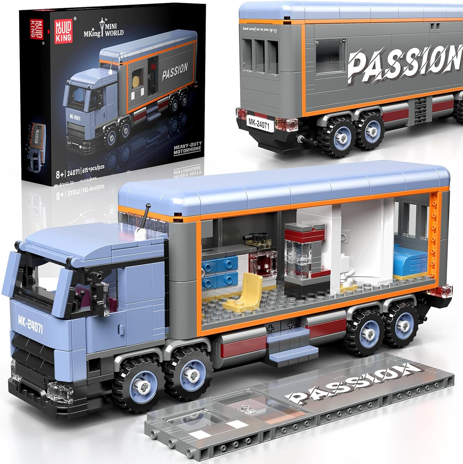 Mould King 24071 Heavy Duty Motorhome Truck Model Building Block Kit, Creative Technology Truck Clamping Building Blocks Set, Car Model Block, Suitable for 8+ Children/Adult/Collectors (615 Pieces) image number 4