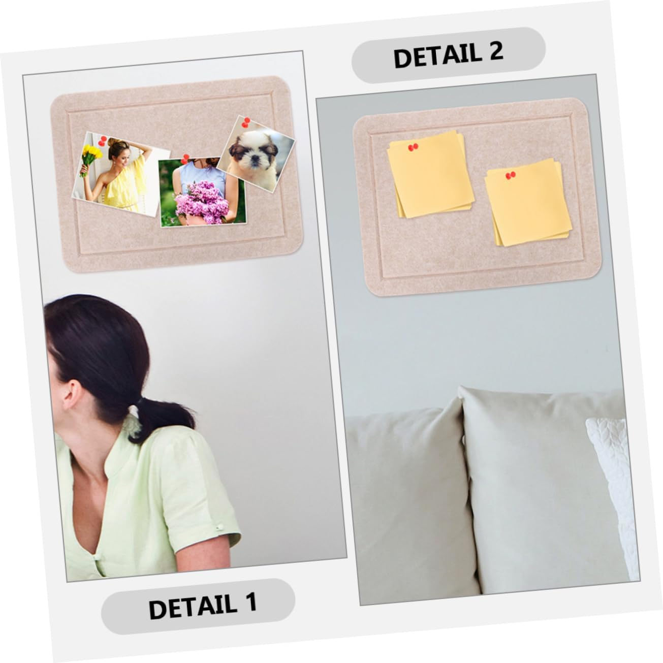 Tofficu 2Pcs Classroom Pin Board Felt Bulletin Board Memo Pushpins Wall Organizer for Office image number 2