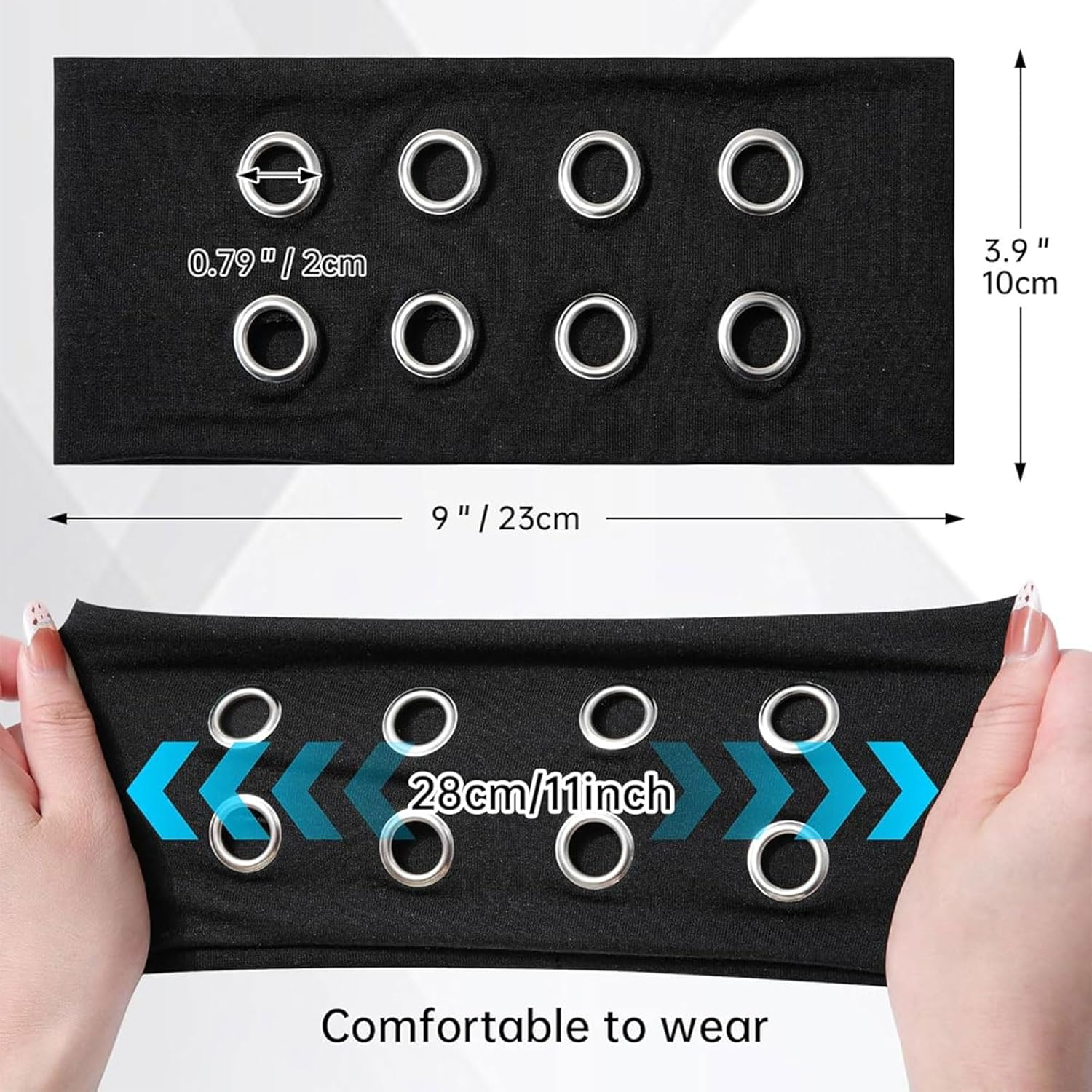 Muorruo 3 Pack Fashion Wide Headbands with Eyelets for Women, Elastic Headbands with Leopard Print and Hollow Out Eyelets | Stretchy Hair Accessories for Girls in Y2K Style image number 2
