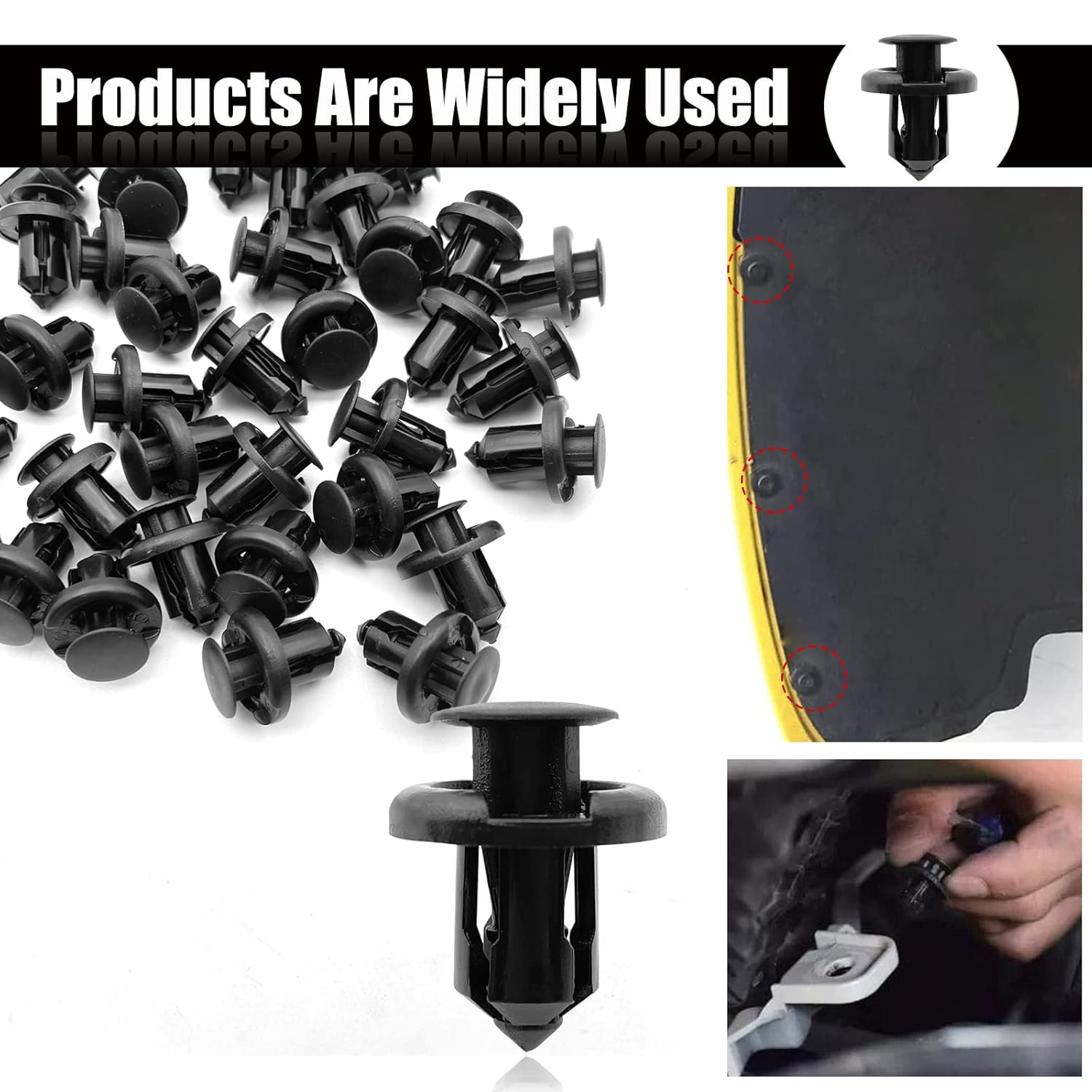 20Pcs Front Bumper Push-Type Retainer Clips, 10Mm Fender Liner Clip Compatible with Honda CR-V Accord Civic Acura 91503-SZ3-003 Nylon Clip Fasteners Pin Screws image number 1