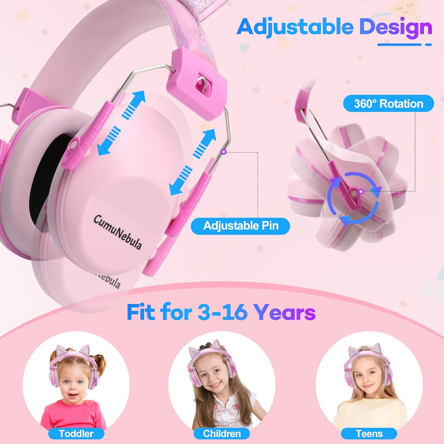 Noise Cancelling Headphones for Kids 28 Db, Noise Reduction Ear Muffs Kids Ear Protection for 3-16 Years - Pinl image number 4