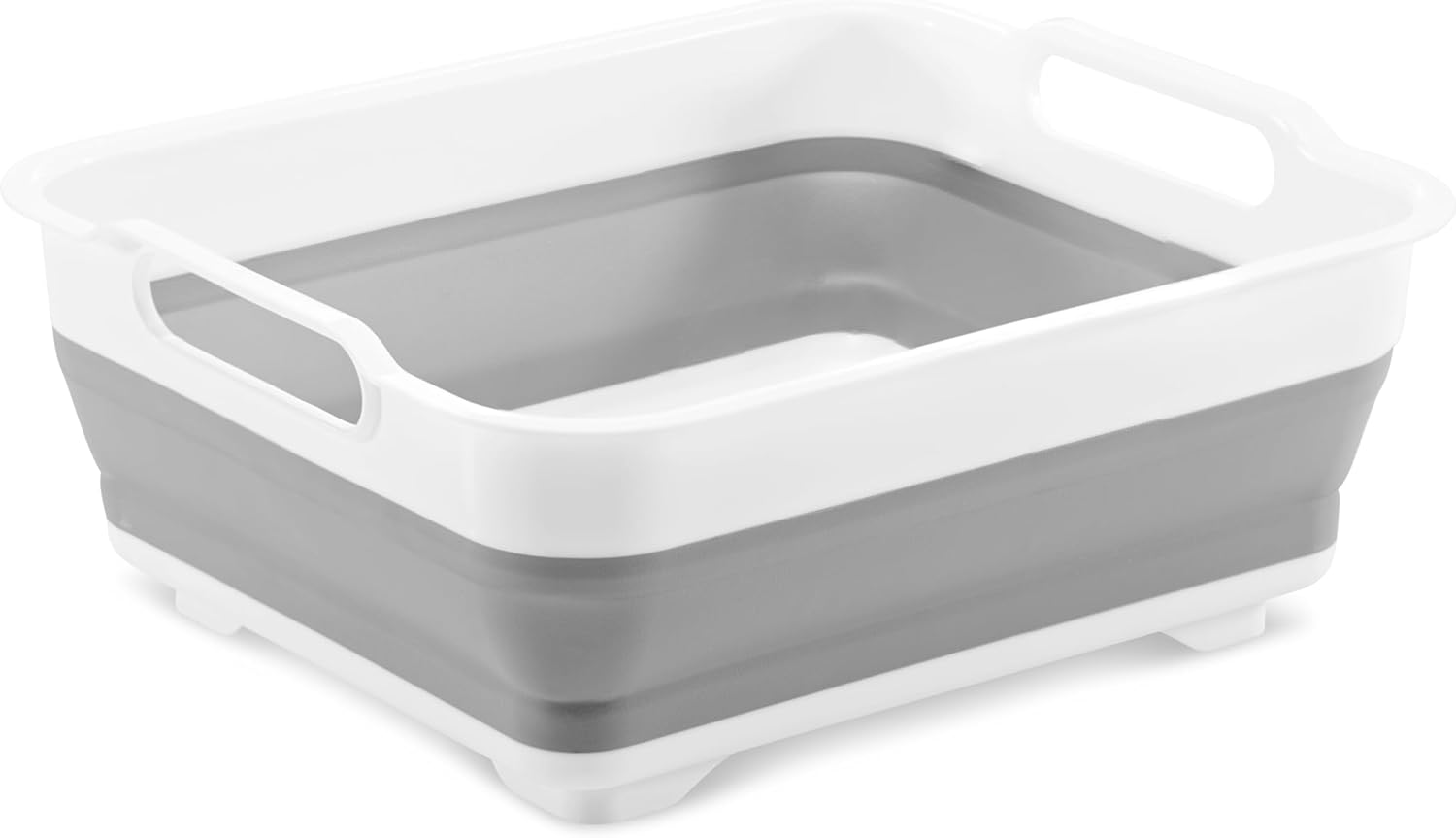 Madesmart Collapsible Dishwashing Basin with Handles, Plastic Pop-Up Dish Wash Basin for Kitchen Counters, Gray/White image number 5