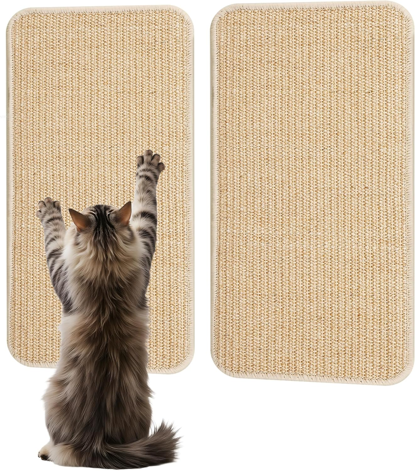 2-Piece Cat Scratching Mat Set, Robust and Durable, Cat Sisal Scratching Boards, 50 X 25 Cm, Cat Scratching Board, Protect Your Sofa, Furniture, Carpet and Walls from Scratches (Wood Colour) image number 4