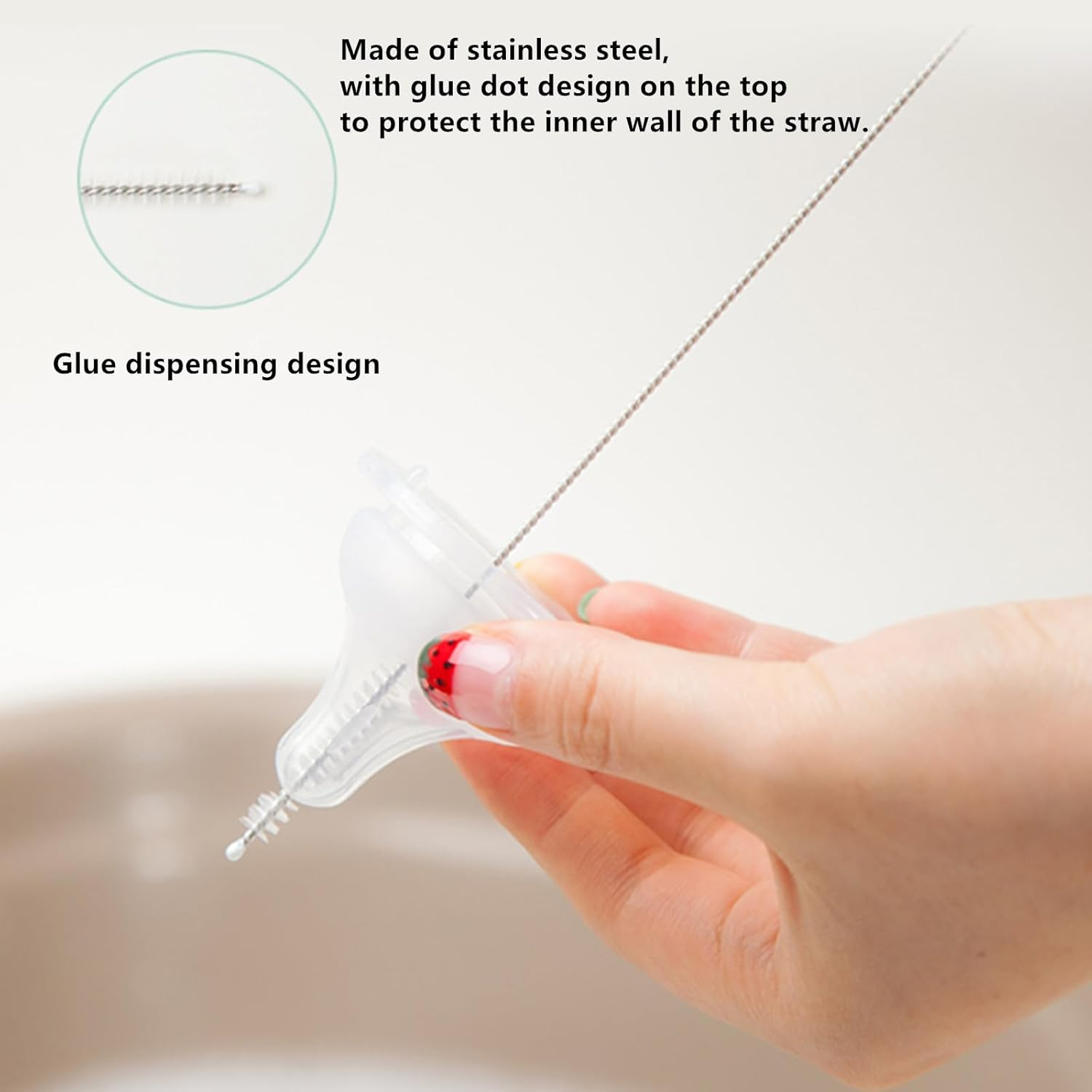 6Pcs Pink Baby Bottle Cleaner Brush Set, Pacifier Brush and Straw Brush, Long Handle Sponge Bottle Brush. image number 1