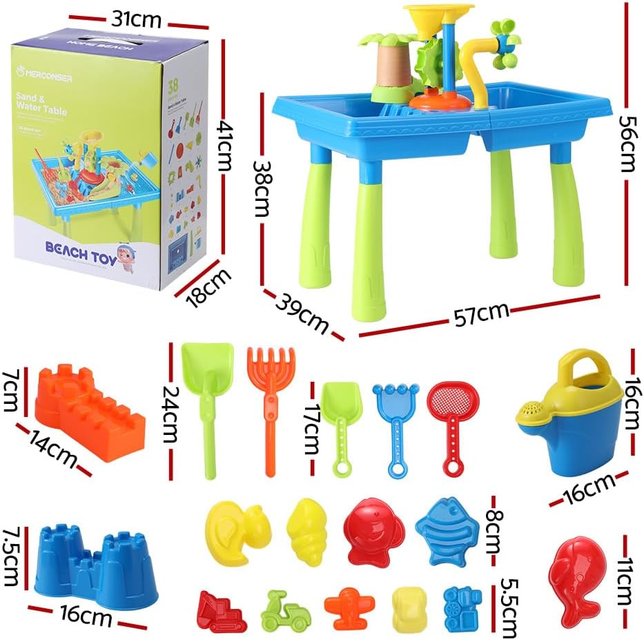 Keezi Kids Sand and Water Table Windmill Shovel Outdoor Sandpit Toys Beach Play image number 4