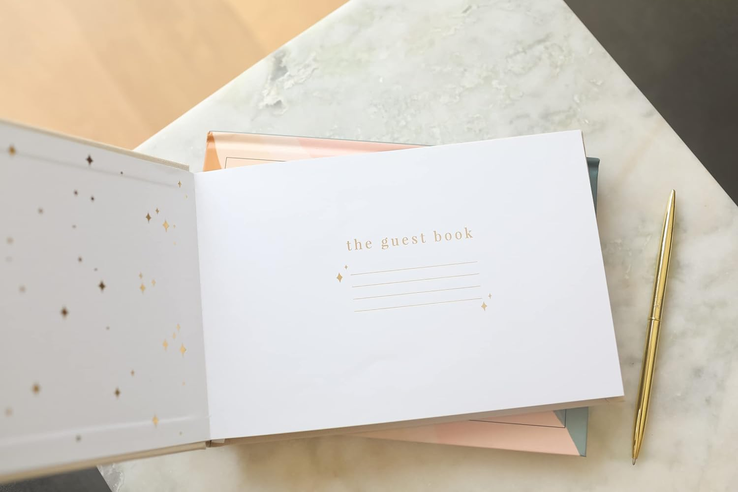 Guest Book: Beautiful Keepsake for Life&rsquo;S Special Events - Sign in Book for Wedding Reception, Baby Shower, Funeral and Vacation Home - 100 Pages, Ribbon Bookmark and Gold Foil image number 2