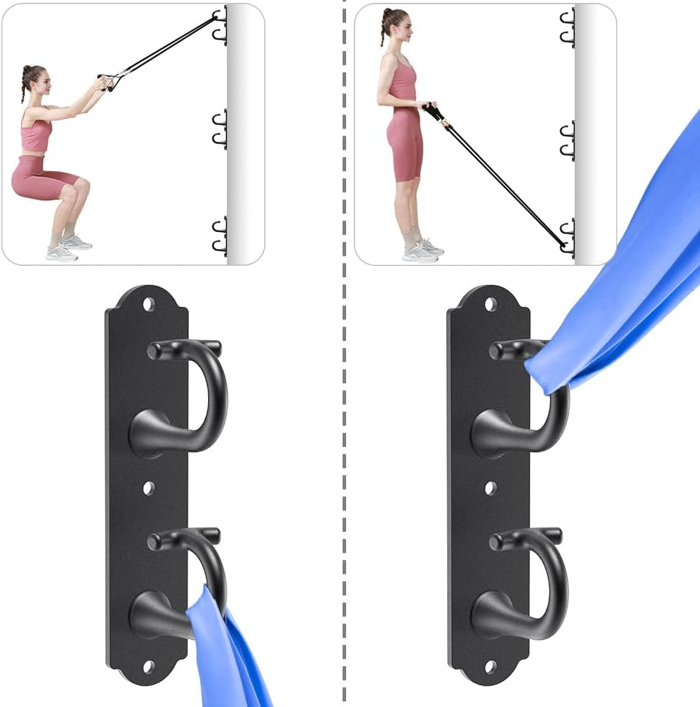 Kipika Wall Mount Workout Anchors with Dual Hooks - Heavy Duty Steel Home Gym Anchors for Resistance Bands, Strength Training & Physical Therapy- Space-Saving Hooks with Secure G-Shaped Design, 3 Pack image number 5