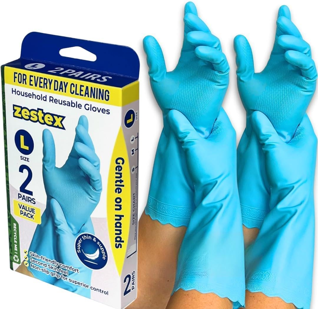 Gentle on Hands Dishwashing Gloves &ndash; 2 Pairs Reusable Thin Cleaning Gloves for Sensitive Skin, Flexible and Comfortable for Everyday Household Tasks image number 4