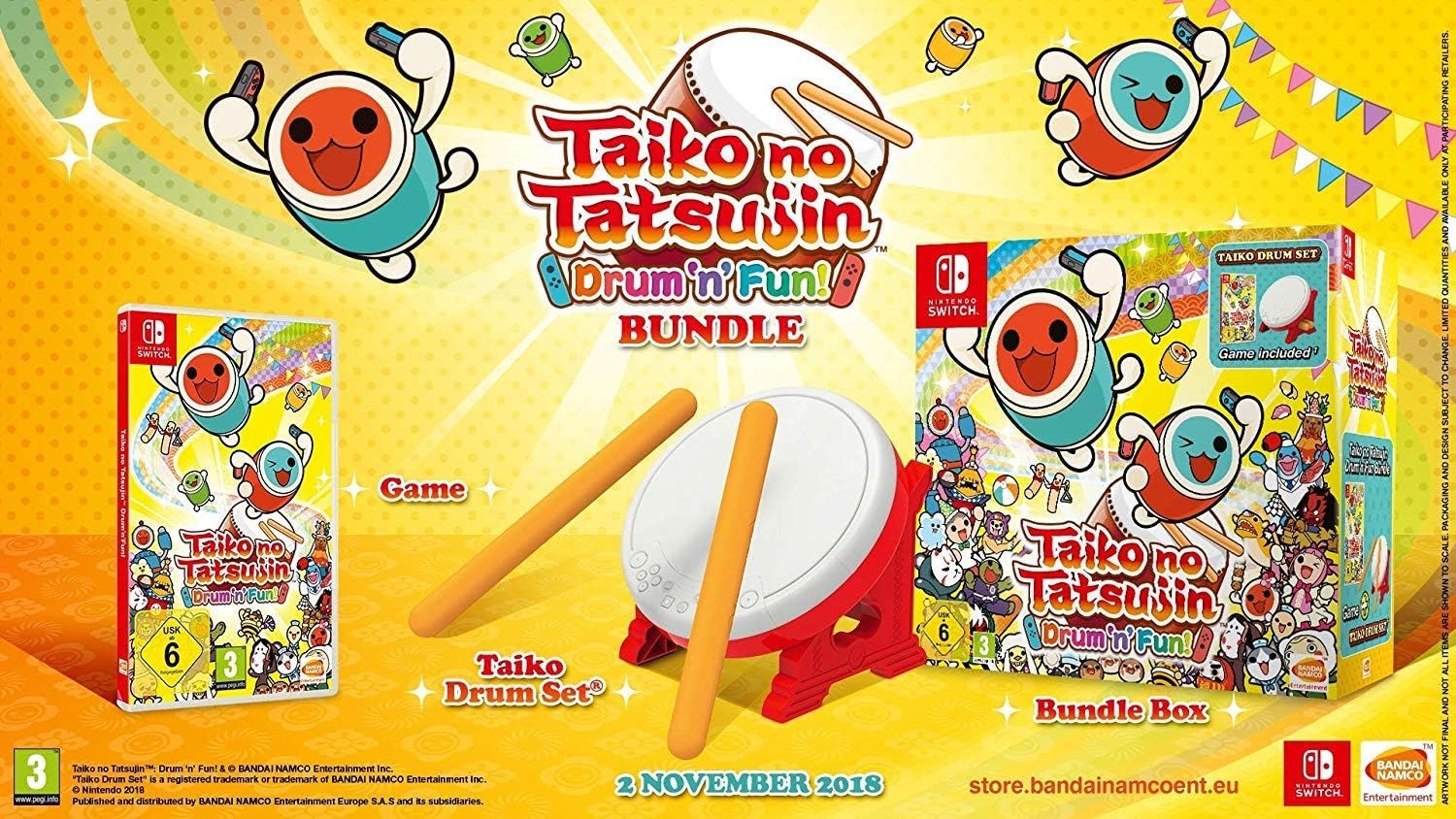 Taiko No Tatsujin Drum 'N' Fun! Bundle - Nintendo Switch image number 1