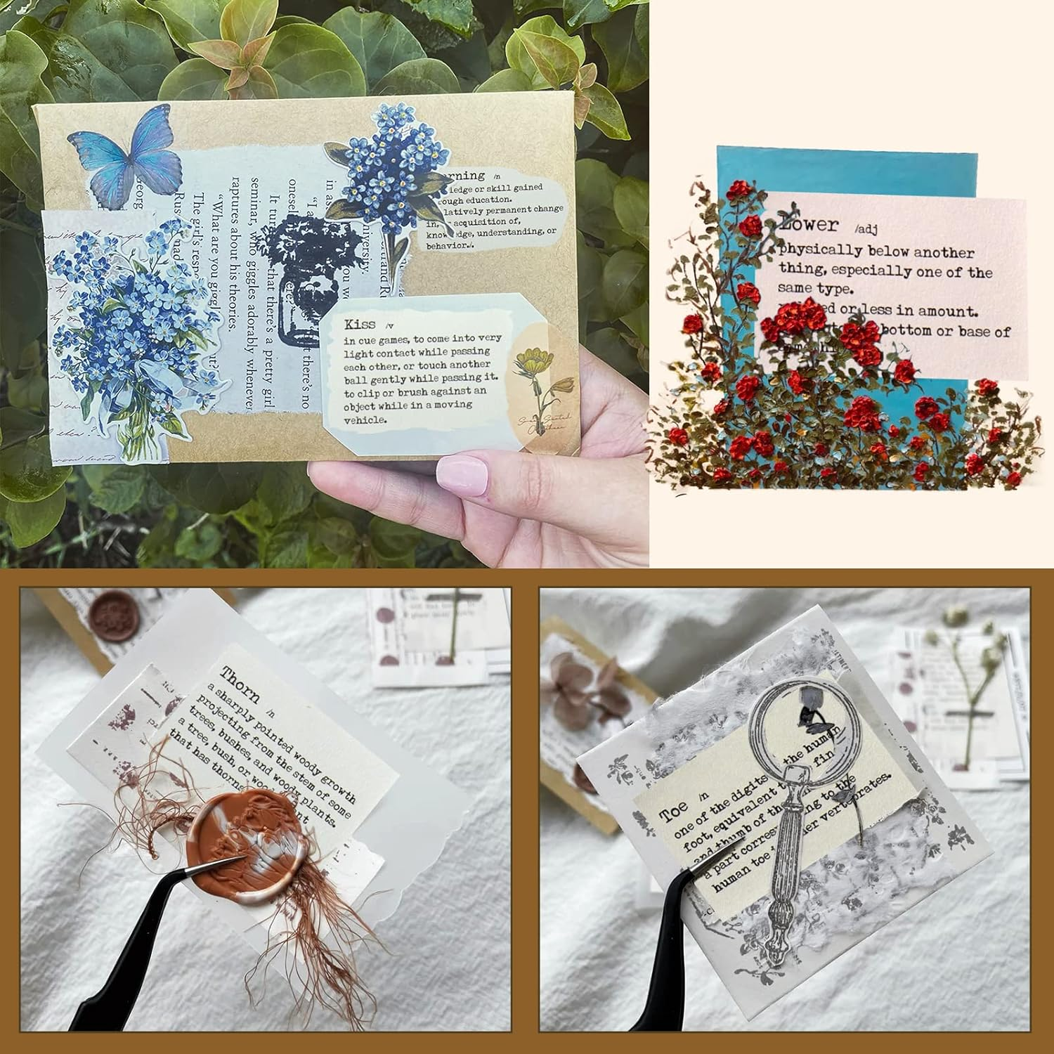 800Pcs Vintage Scrapbook Paper, Mini Dictionary Scrapbooking Paper for Journaling Supplies, Decorative Craft Paper for Junk Journal image number 2