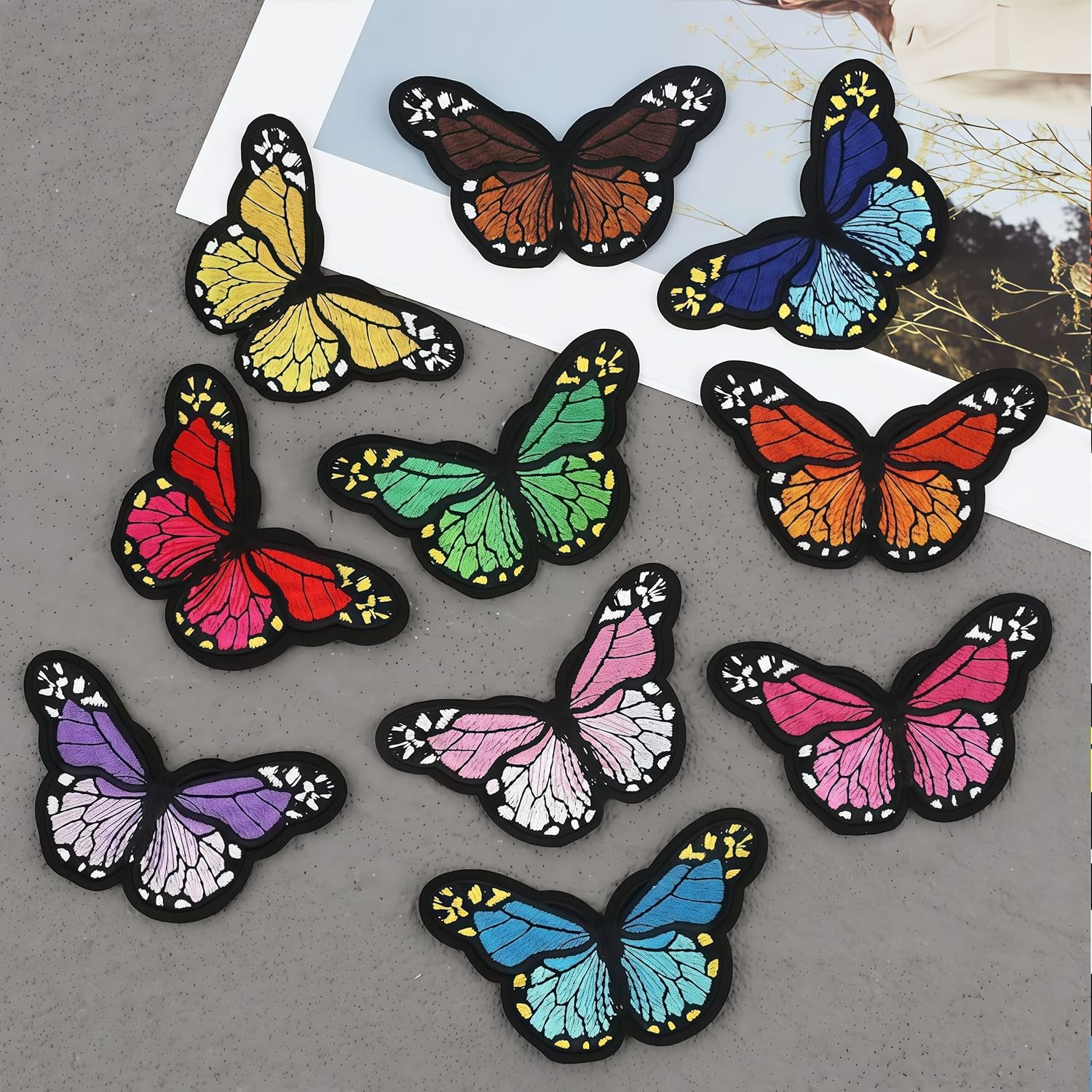 27 Pcs Butterfly Embroidered,Clothing Butterfly Suits of Different Sizes Patches Set,Cute Decoration Embroidered Patches for Clothing Jackets Backpacks Jeans Hats Bags DIY image number 1
