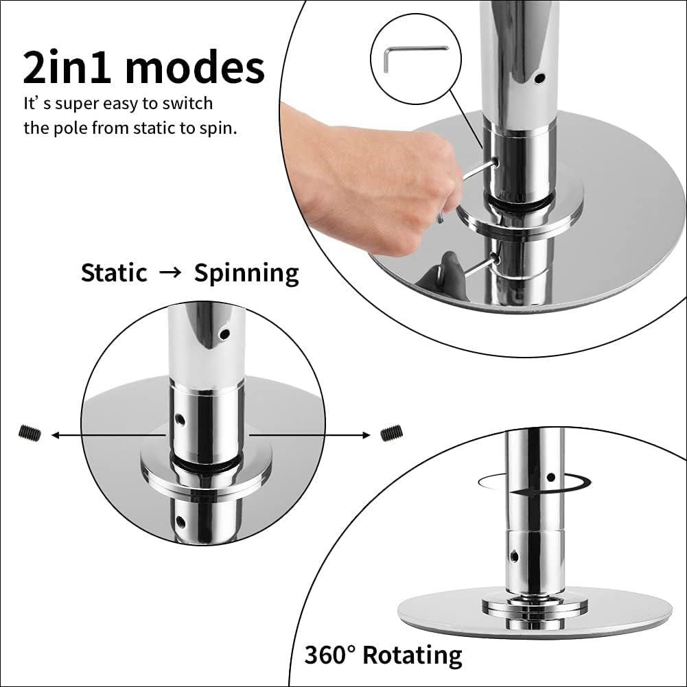 Pole Dancing Pole for Home - 45Mm Spinning Dance Pole with Extension, Portable Dance Pole, Great for Bedroom, Pole Dance Studio & Pole Fitness&hellip; image number 3