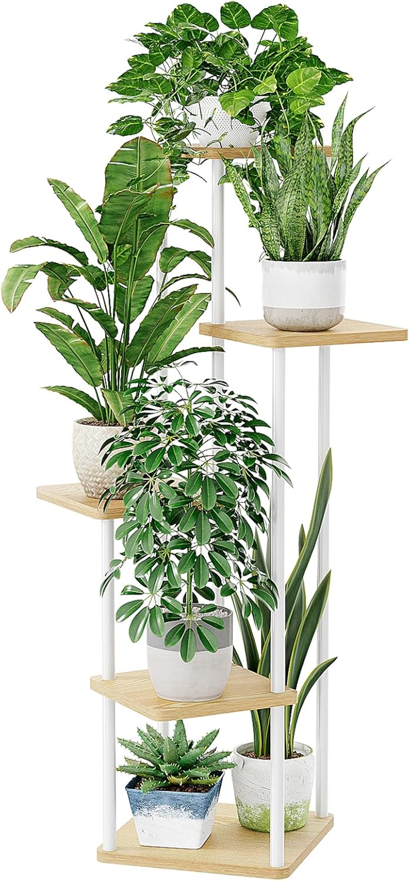 Bamworld Corner Plant Stand Indoor, Tall Metal Plant Shelf for Multiple Plants, 5 Tier Flower Stand for Patio Garden Balcony Living Room Bedroom(White) image number 4
