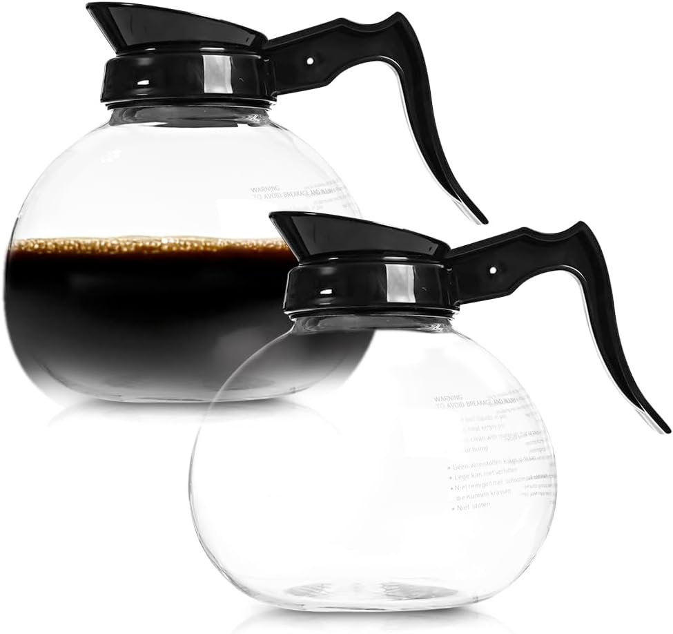 2-Pack 12-Cup Glass Coffee Pot &ndash; Replacement Coffee Decanter for Commercial Coffee Makers &ndash; 1.8L Heat-Resistant Glass Carafe with Ergonomic Handle &ndash; Compatible Coffee Machine Carafe image number 5