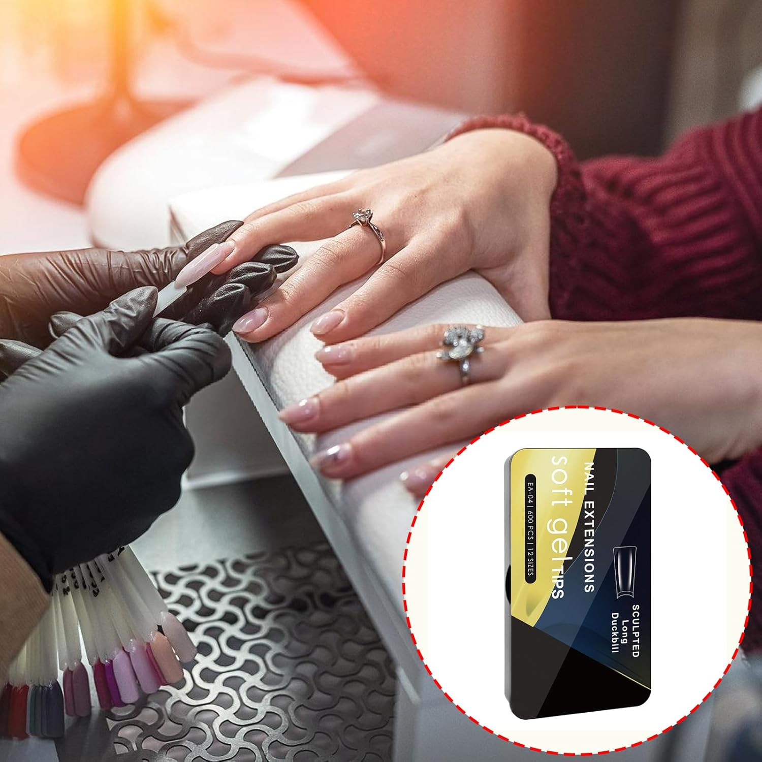 600Pcs Clear Nails Tips Gel Curved Design for Professional Manicure Half Covers False Nails Duck Feet Styles image number 1