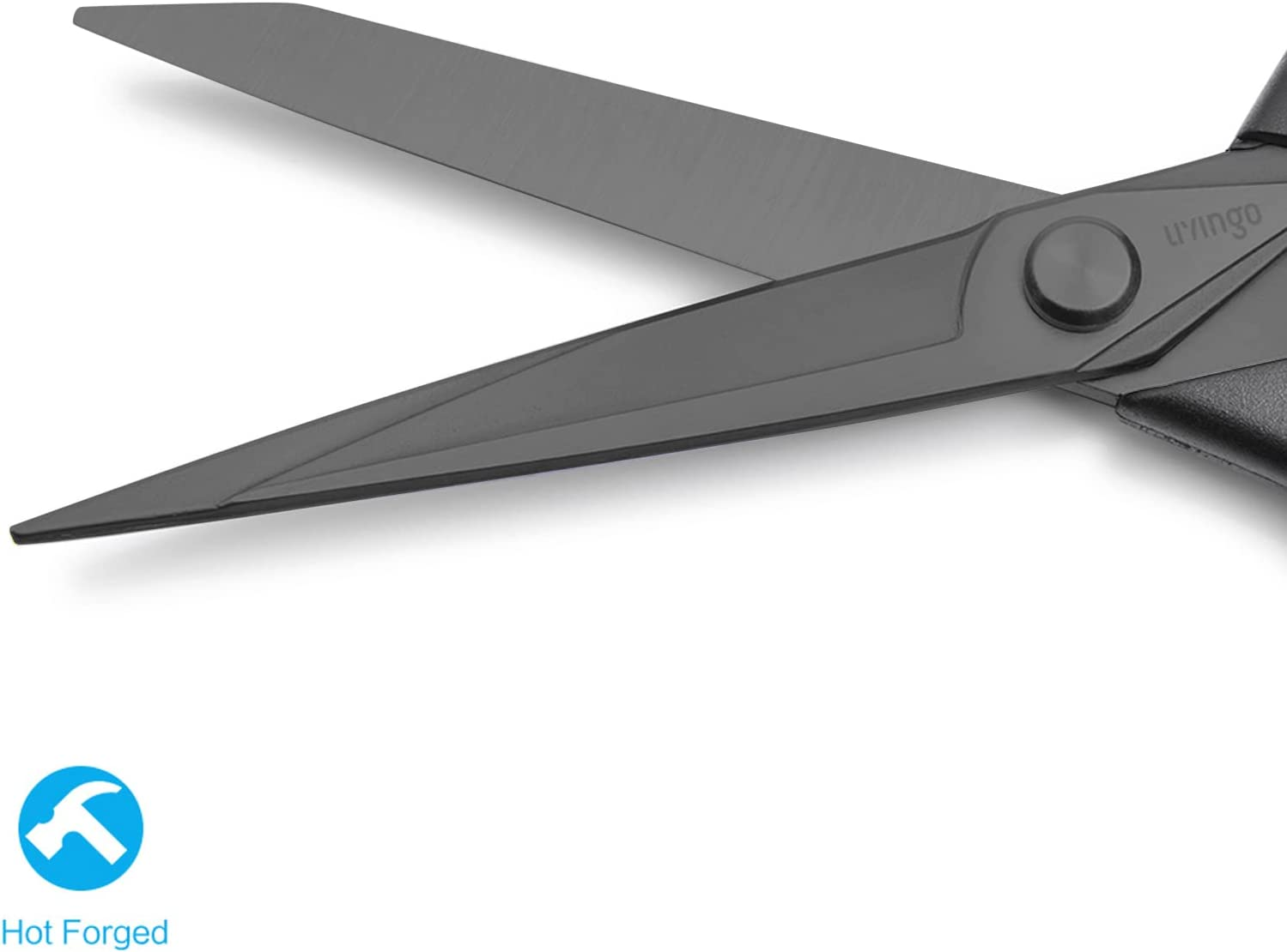 LIVINGO 9.5&rdquo; Sharp Fabric Scissors, All Purpose Heavy Duty Titanium Coated Premium Forged Stainless Steel Tailor Dressmaking Sewing Shears Comfort for Cutting Leather, Crafting Home Office Use, Black image number 2