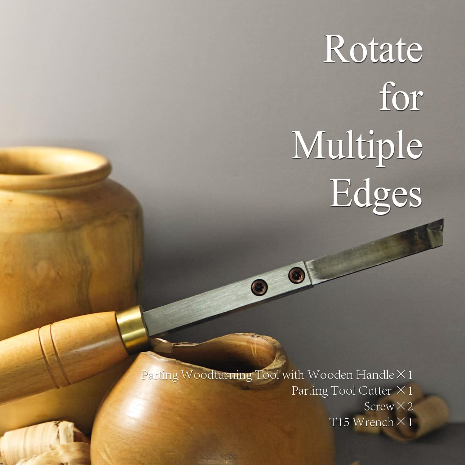 Parting Woodturning Tool Wood Lathe Carbide Tipped Grooving Tool with Carbide Insert, 16 Inch Length