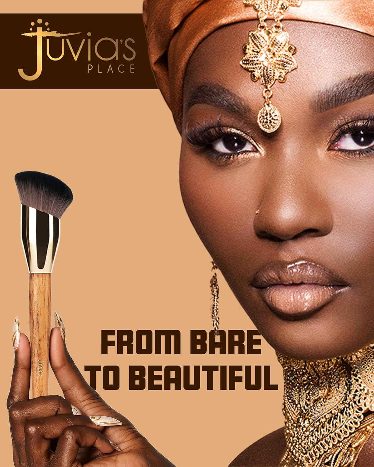 Juvia'S Place BRONZED J302 Cream Foundation Brush - Dense Soft Bristles for Smooth Blending, Airbrushed Finish - Ergonomic Handle for Precision Contour - Foundation, Cream, Liquid & Mousse Formulas image number 1