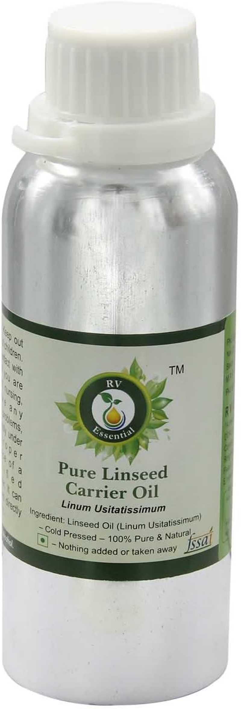 Linseed Oil | Linum Usitatissimum | 100% Pure Natural | for Painting | for Hair | Cold Pressed | 15Ml | 0.507Oz by R V Essential image number 1