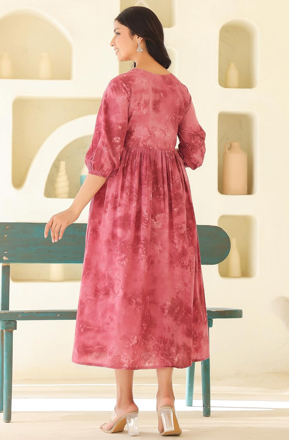 Janasya Maternity Nursing Dress with Breastfeeding Feature for Pre and Post Pregnant Women image number 1