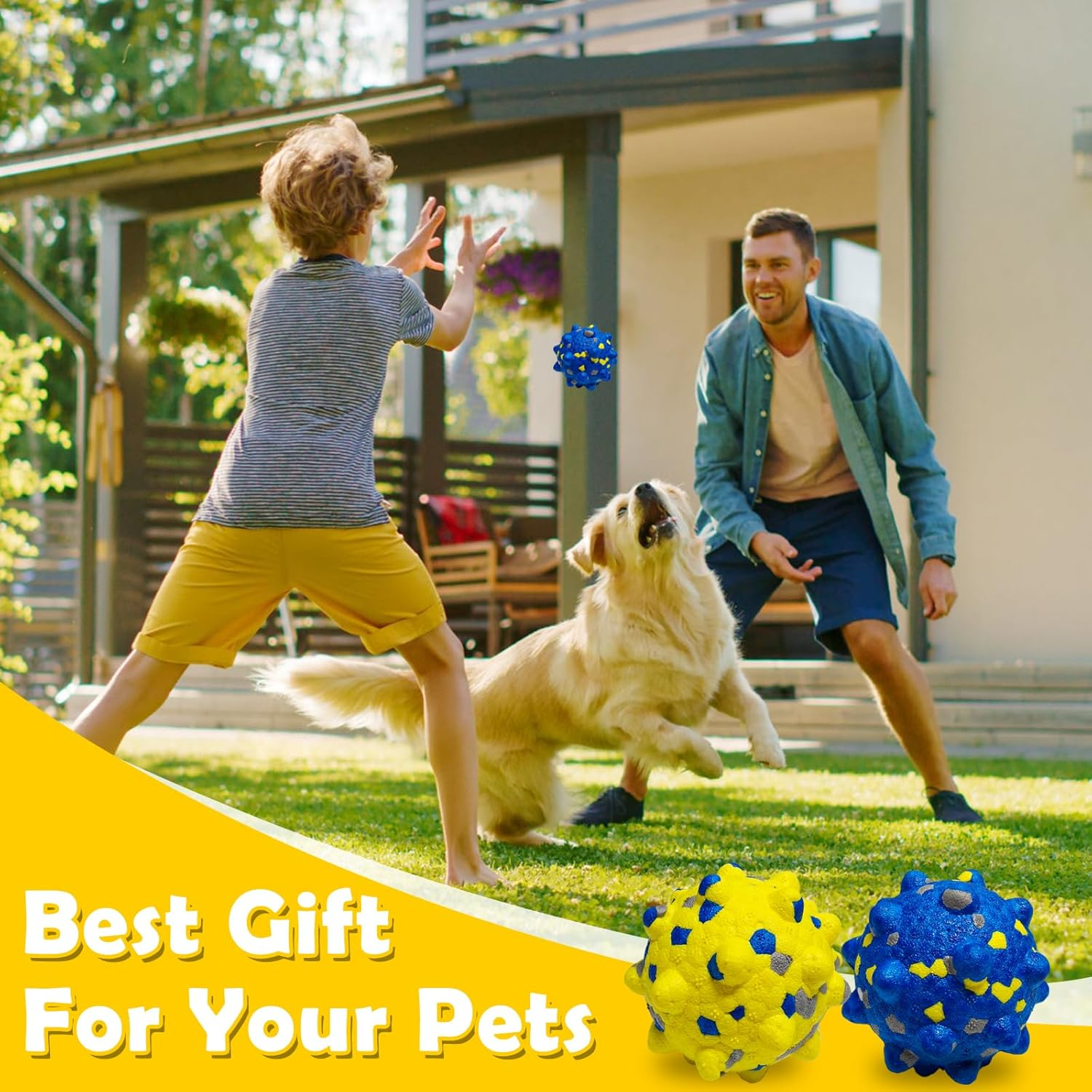 4 Pack Dog Balls, Indestructible Tennis Balls for Dogs, 7.5 Cm, Bouncy, Durable Toy Balls, Water Toy Fetch Balls