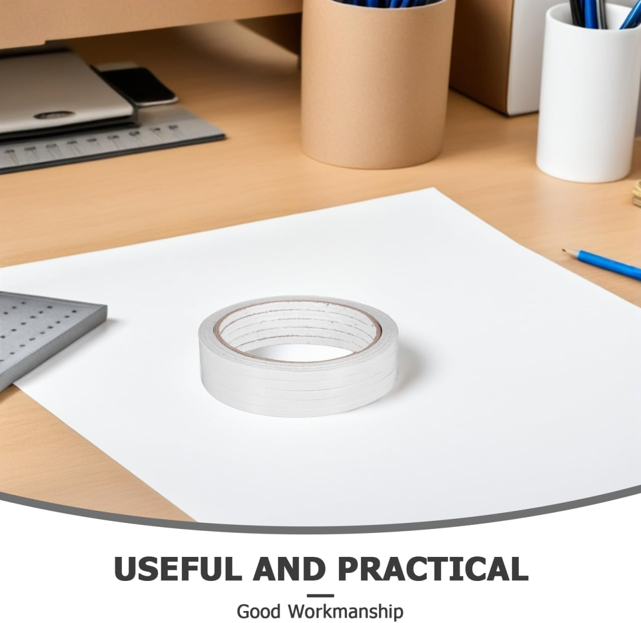 Mobestech 5Pcs 5Mm Wide Double-Sided Adhesive Tape White 12M Length Hot Melt Adhesive for Photography image number 5