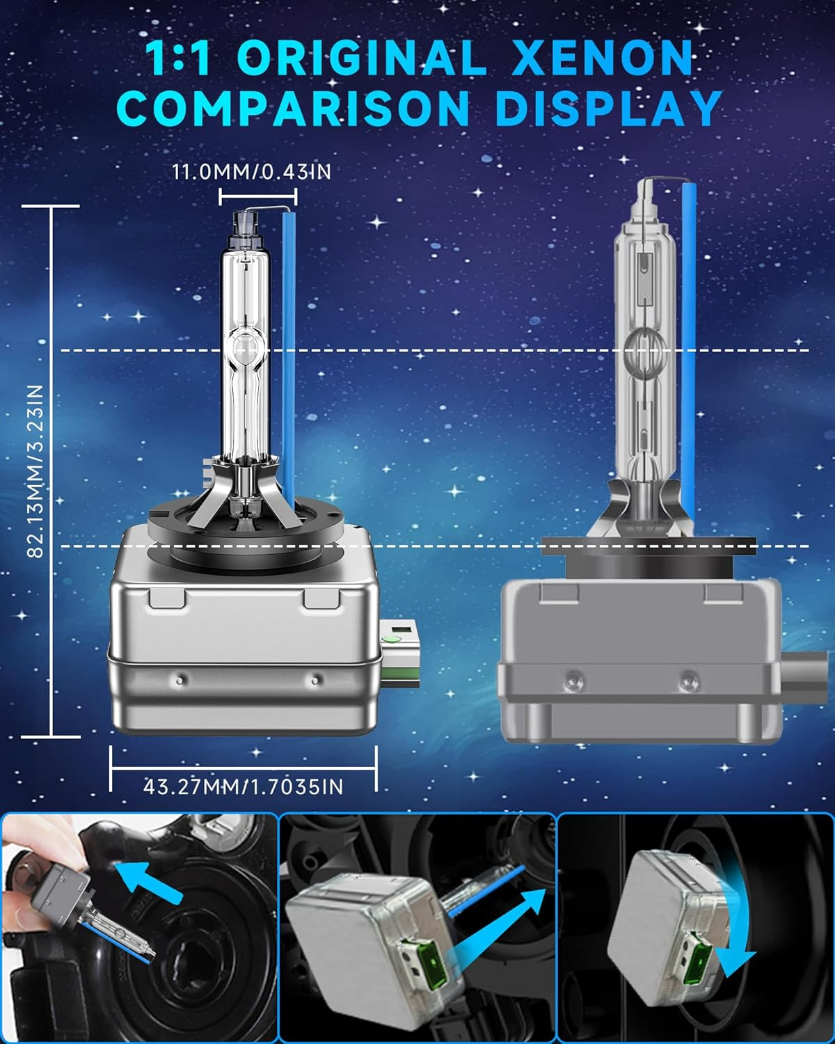 Fit for Jeep 2017-2021 Compass 2014-2021 Grand Cherokee 2014-2018 Cherokee D3S HID Xenon Headlight Bulb, 350% Brightness, High Low Beam Light Bulbs, 8000K White Blue, Pack of 2 image number 2