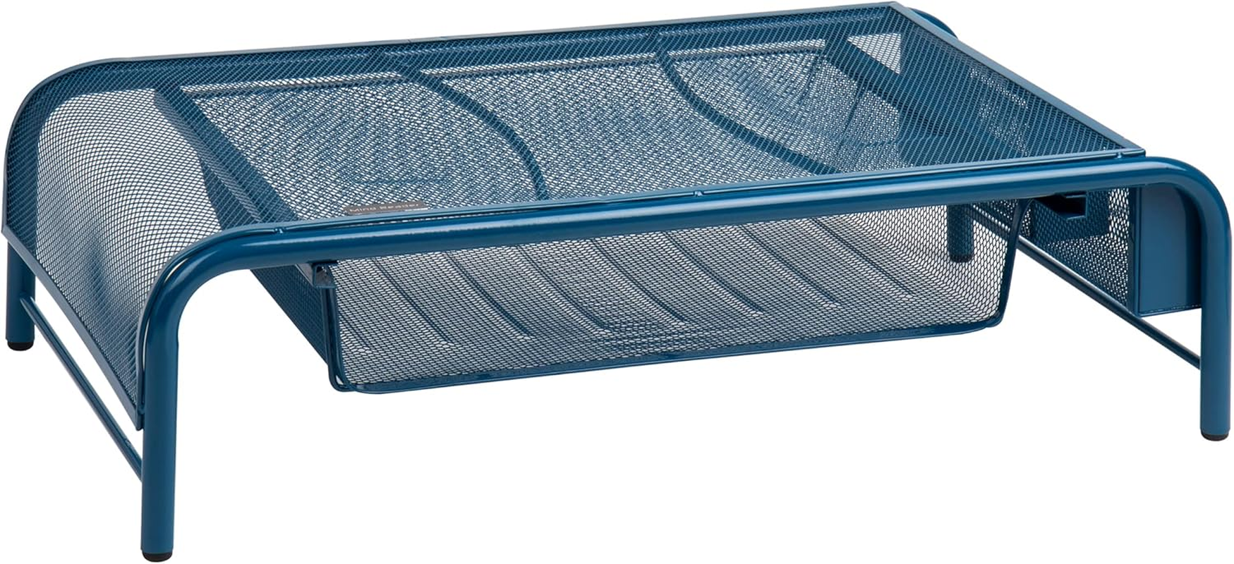 Mind Reader Monitor Stand, Ventilated Laptop Riser, Storage Drawer, Office, Metal Mesh, 15.75" L X 11.75" W X 4.5" H, Black