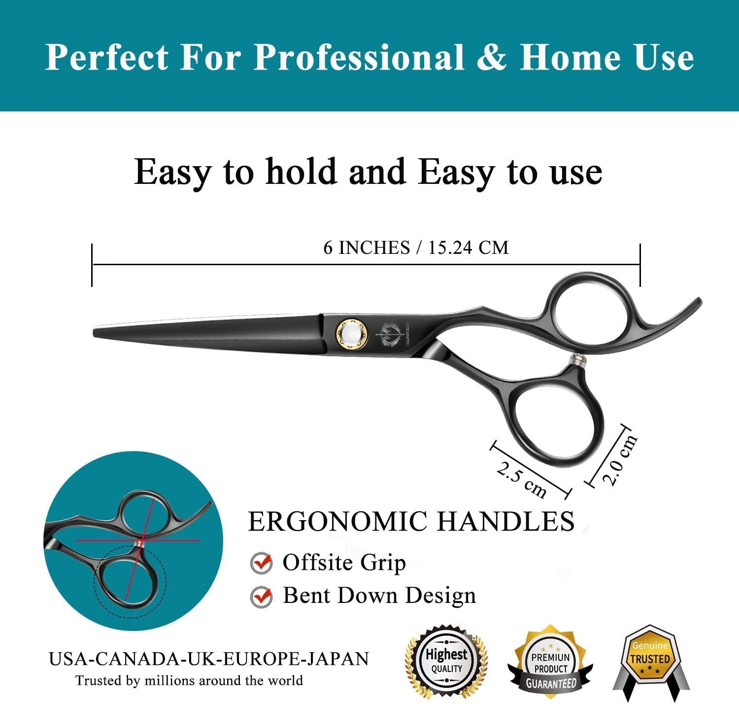 Dragon Riot Hairdressing Scissors Set, Sharp 6.0 Inches, Professional Japanese Hairdressing Scissors, Black Hair Scissors Set for Men and Women image number 1